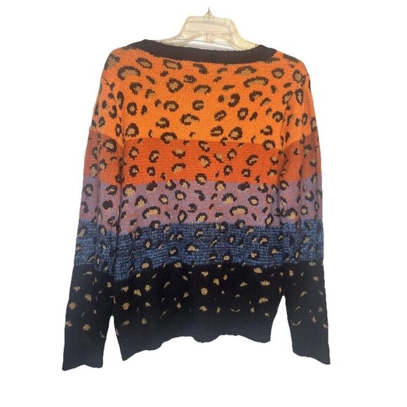 Davi & Dani Color Block Ombré Animal Print V Neck Sweater Sz M Art To Wear - Picture 5 of 9